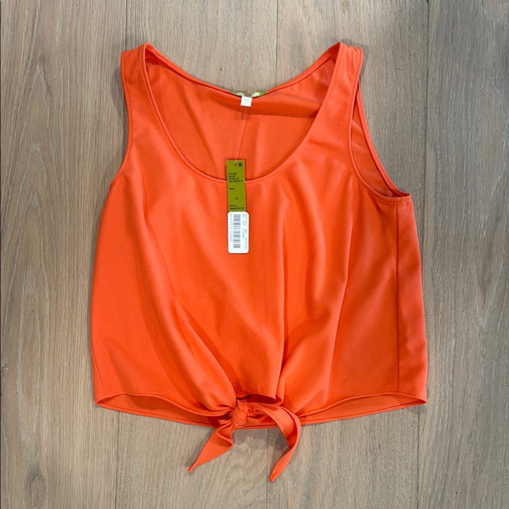 Gianni Bini Orange Crop Tie-Front Tank Top
